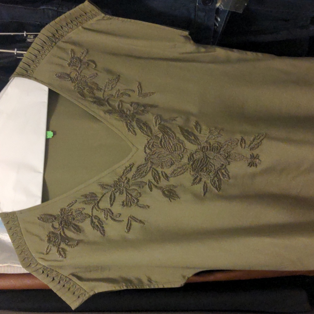 Mulberry silk top (army green) by Massimo Dutti, size US10